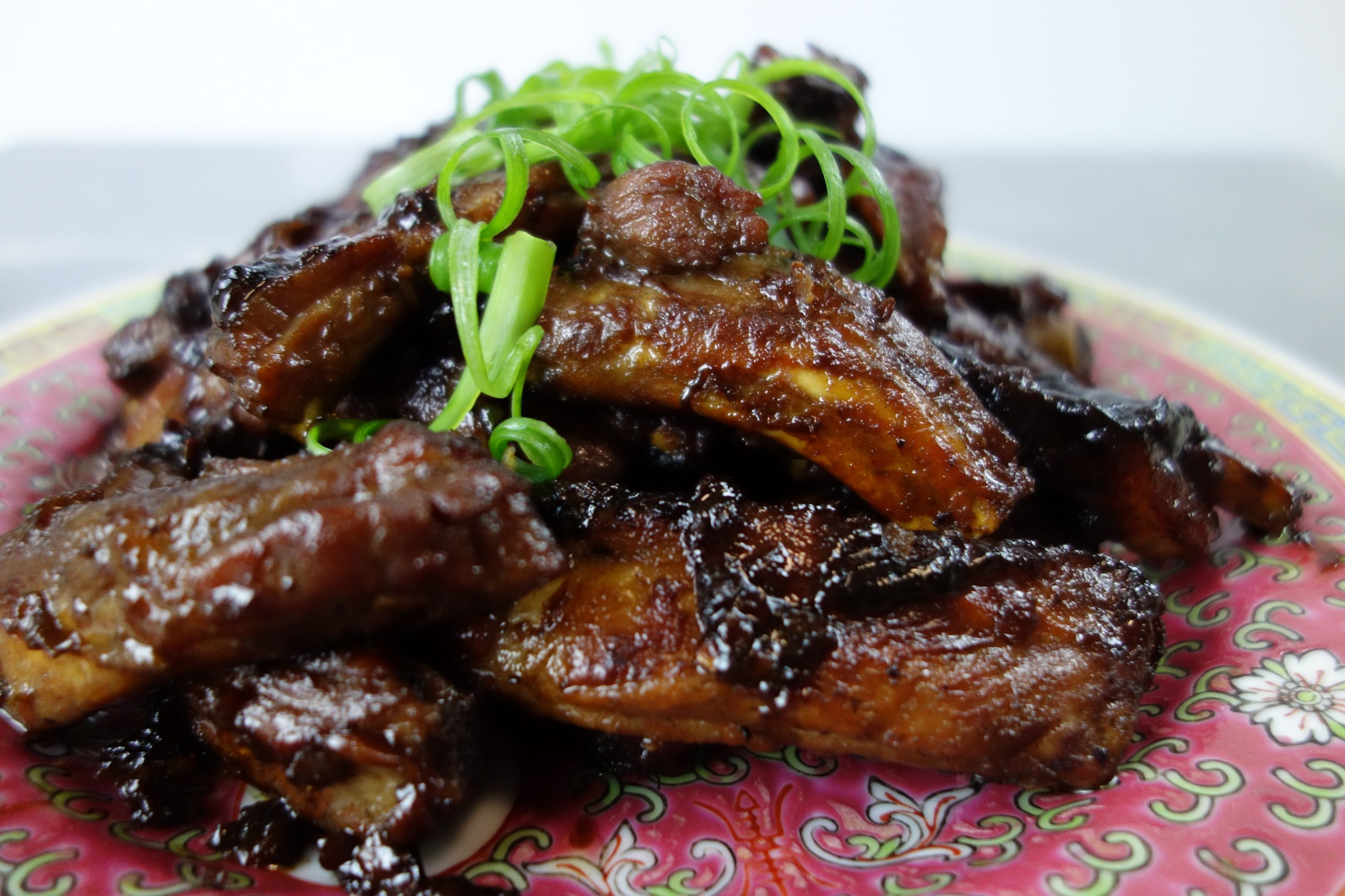 close up look at chinese spare ribs