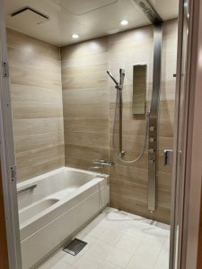 Luxurious bathroom with separate bathtub and shower at Hotel Allamanda Aoyama