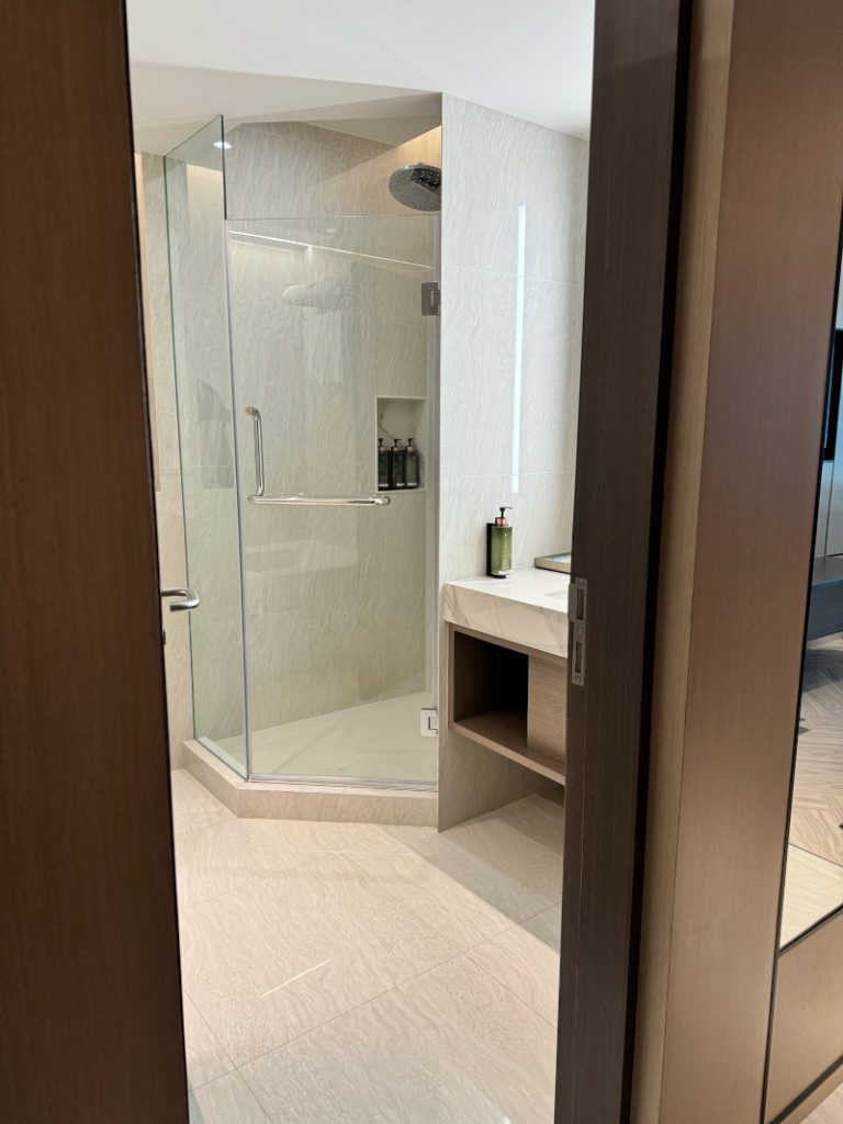 Spacious Shower Stall in Grand Deluxe Room at Pathumwan Princess Hotel