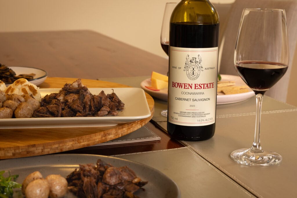 Bowen Estate Coonawarra Cabernet Sauvignon 2023 with slow cooked beef and mushroom pairing