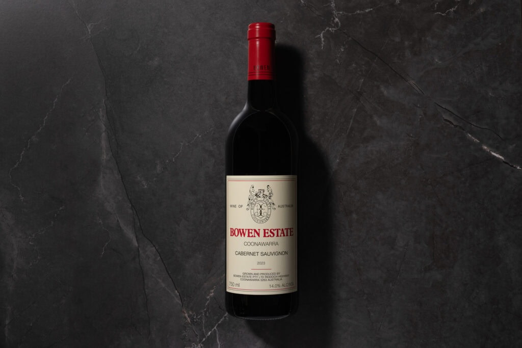 Bowen Estate Coonawarra Cabernet Sauvignon 2023 bottle on dark stone background