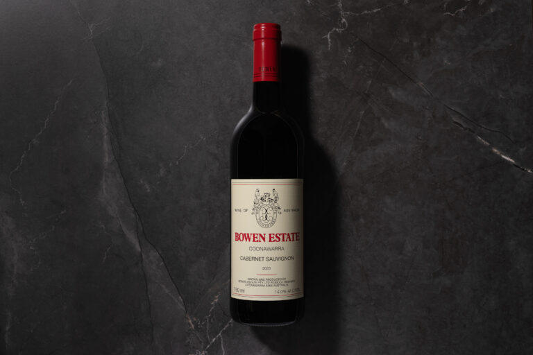 Bowen Estate Coonawarra Cabernet Sauvignon 2023 bottle on dark stone background