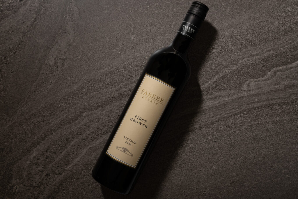 Parker Estate First Growth Cabernet Sauvignon 2021 bottle on stone textured surface