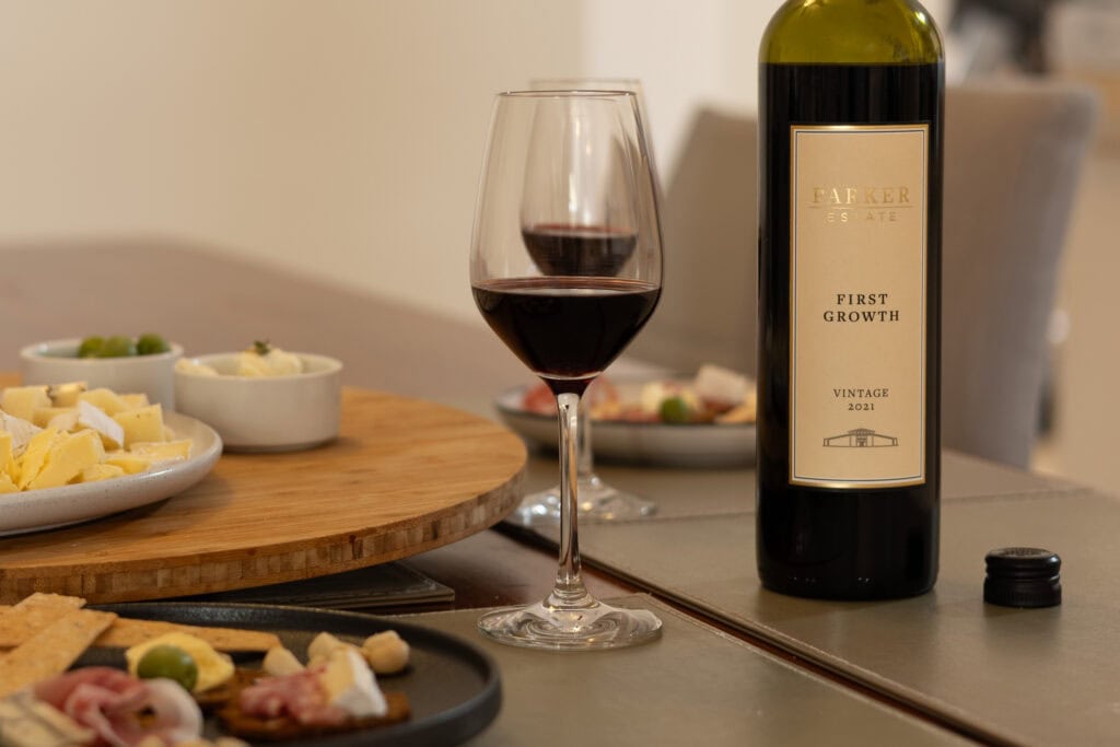 Parker Estate First Growth Cabernet Sauvignon 2021 with cheese and charcuterie pairing