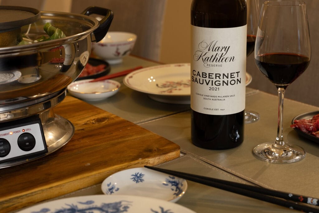 Coriole Mary Kathleen Reserve Cabernet Sauvignon 2021 paired with hot pot dinner and ribeye
