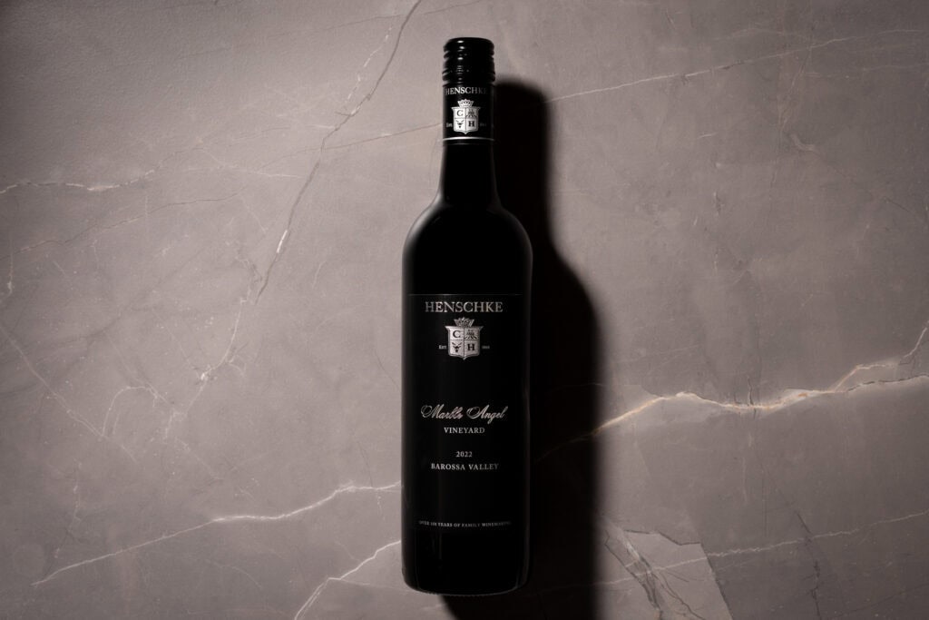 Henschke Marble Angel Vineyard Cabernet Sauvignon 2022 bottle on a stone surface