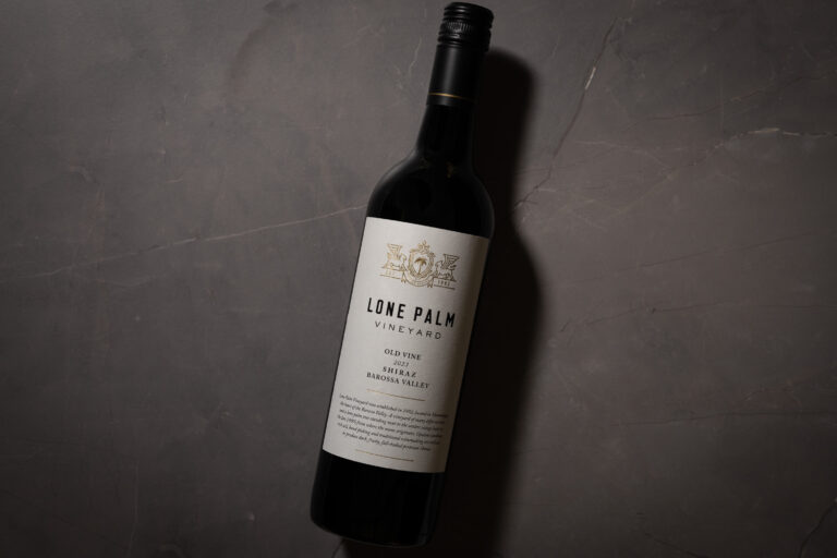 Lone Palm Vineyard Old Vine Shiraz 2023 bottle on dark stone background