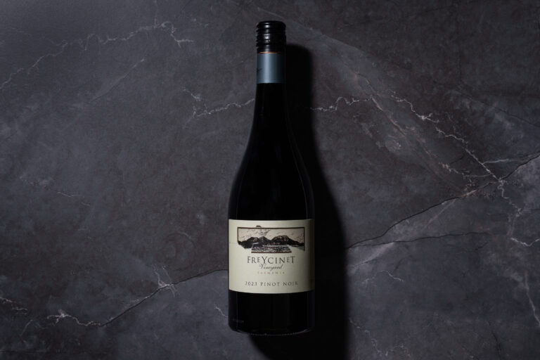 Freycinet Vineyard Pinot Noir 2023 bottle photographed on dark stone background